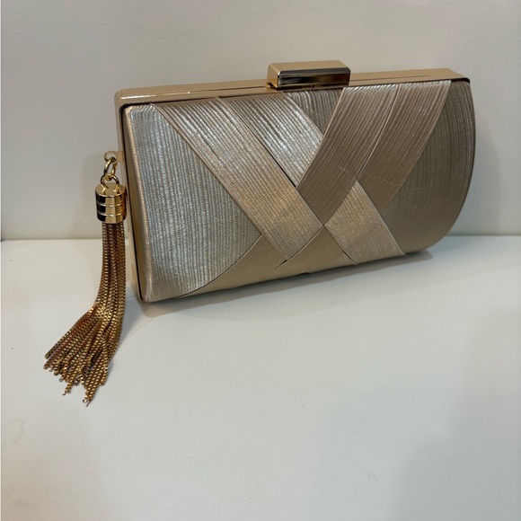 Handbags - Rose Gold Clutch with Tassel. Used only once! Comes with strap